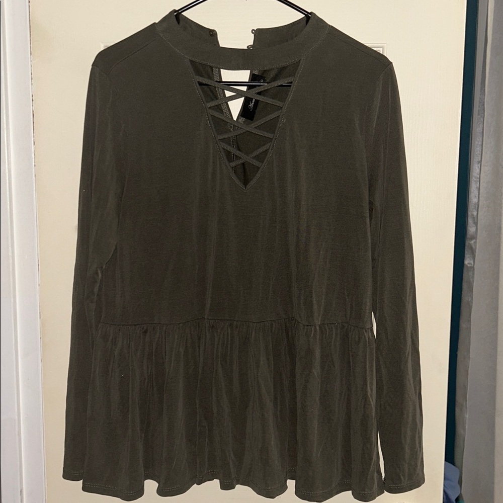Anna Grace Olive Green Blouse
